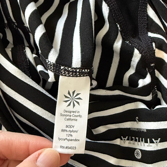 Athleta Mid-Rise Chaturanga Capri Legging Black and White Stripe, Small - Picture 10 of 12